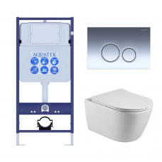 Комплект инсталляции с подвесным унитазом AQUATEK с сиденьем и кнопкой SET AQUATEK БЕТТА KDI18 Комплект инсталляции с подвесным унитазом AQUATEK с сиденьем и кнопкой SET AQUATEK БЕТТА KDI18